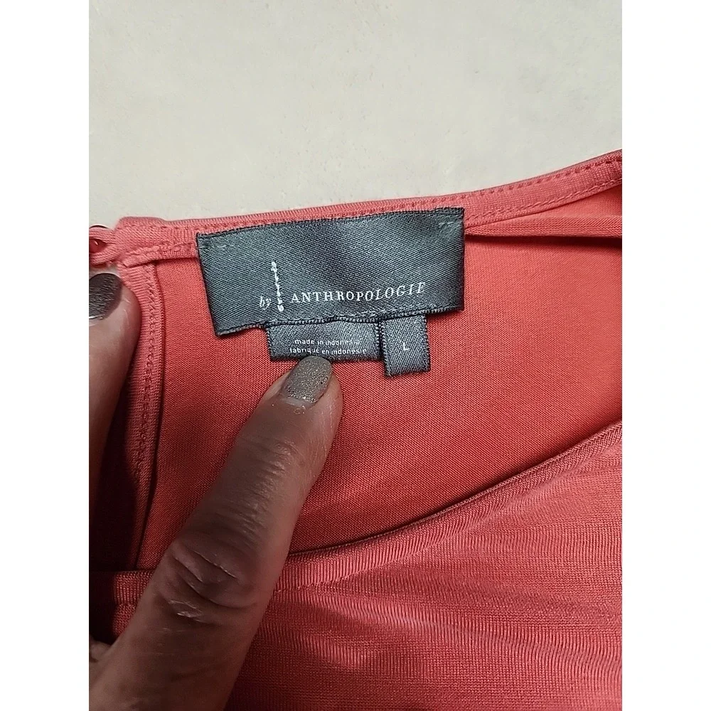 Anthropology  Short Sleeve Ruffled Sleeve Coral Colored Size‎ Large